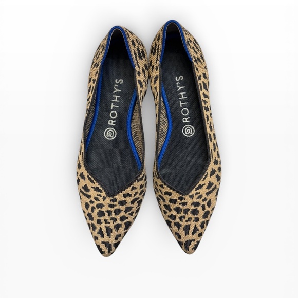 Rothy's 9.5 The Point ballet flats in a leopard print knit material